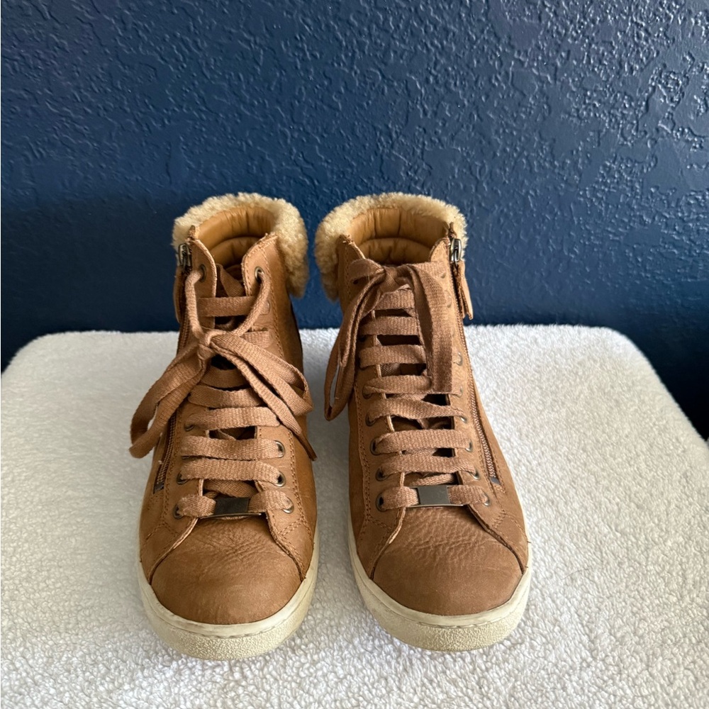 Ugg Olive High Top Sneaker with Fur